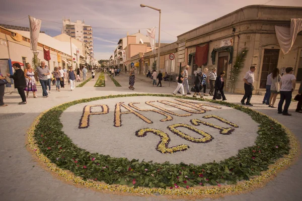 The easter procession Festa das Tochas Flores in Portugal — Stock Photo, Image