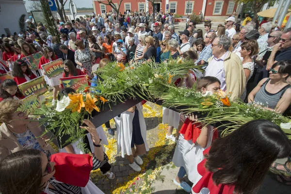 Velikonoční průvod Festa das Tochas Flores v Portugalsku — Stock fotografie