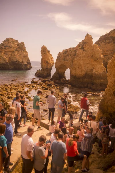 Ponta da Piedade Portekiz kayalar bir manzaraya 