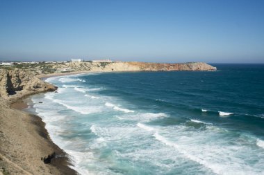 Sahili ve Portekiz Cabo de Sao Vicente manzaraya