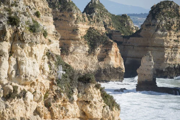 Un paisaje en las rocas de Ponta da Piedade en Portugal —  Fotos de Stock