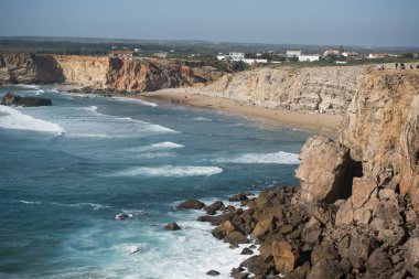 Sahili ve Portekiz Cabo de Sao Vicente manzaraya
