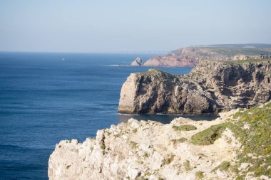 Sahili ve Portekiz Cabo de Sao Vicente manzaraya
