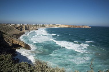 Sahili ve Portekiz Cabo de Sao Vicente manzaraya