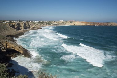 Sahili ve Portekiz Cabo de Sao Vicente manzaraya
