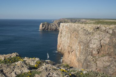 Sahili ve Portekiz Cabo de Sao Vicente manzaraya