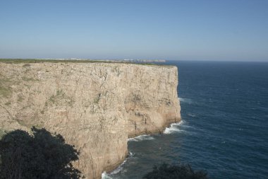Sahili ve Portekiz Cabo de Sao Vicente manzaraya