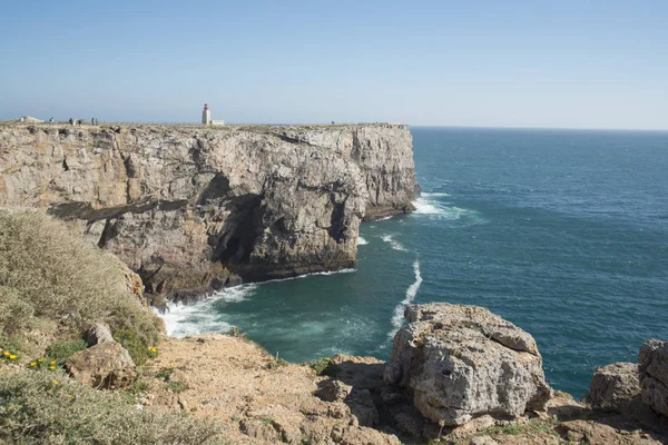 Wybrzeże i krajobraz w Cabo de Sao Vicente w Portugalii — Zdjęcie stockowe