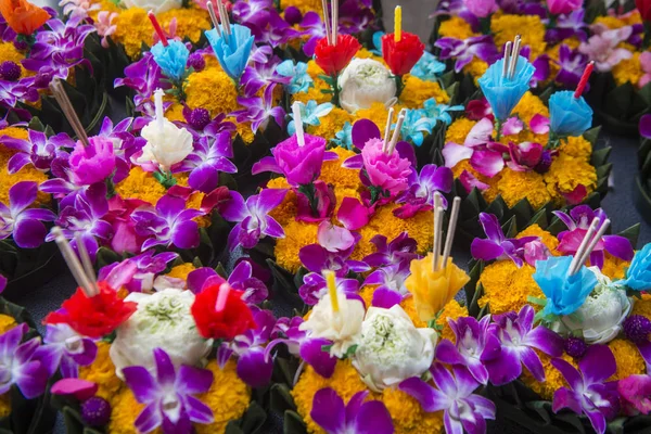 Loy Krathong Inundando Velas Linternas Mercado Ciudad Bangkok Tailandia Tailandia — Foto de Stock