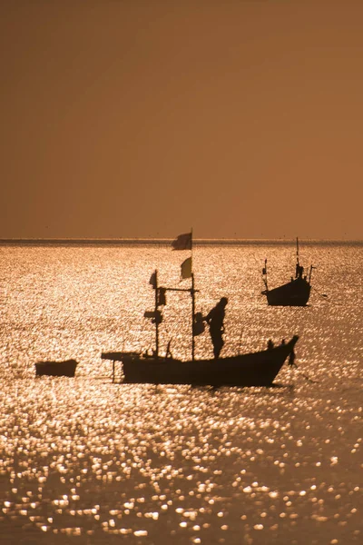 Halászhajókat Bang Saen Strandon Város Bangsaen Ban Provinz Chonburi Thaiföld — Stock Fotó