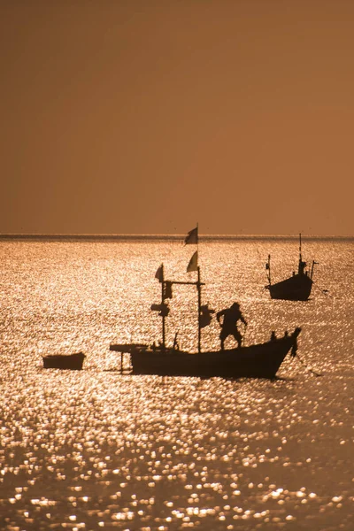 Barcos Pesca Playa Bang Saen Ciudad Bangsaen Provincia Chonburi Tailandia — Foto de Stock