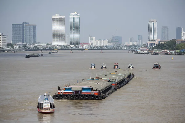 Boat Trafic Chao Phraya River City Bangkok Thailand Thailand Bangkok — Stock Photo, Image