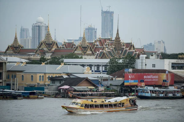 Palacio Real Wat Phra Kaew Río Chao Phraya Ciudad Bangkok — Foto de Stock