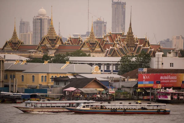 Het Koninklijk Paleis Wat Phra Kaew Chao Phraya Rivier Stad — Stockfoto