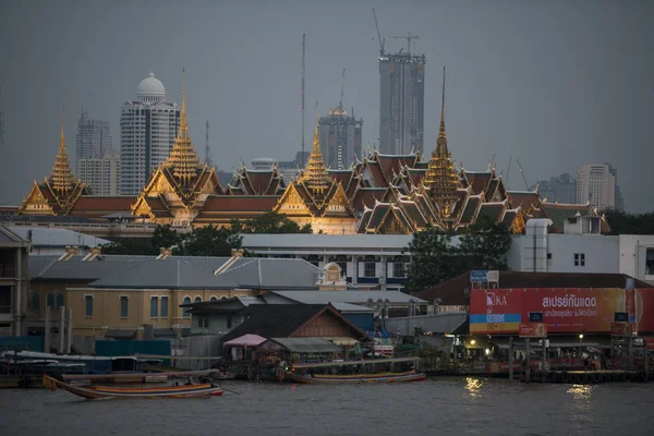 Het Koninklijk Paleis Wat Phra Kaew Chao Phraya Rivier Stad — Stockfoto