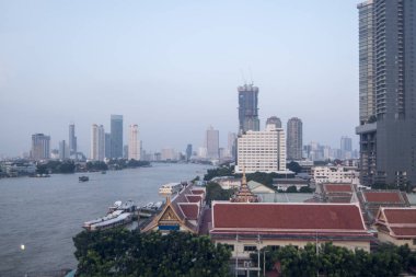 chao phraya River Tayland Bangkok şehir manzarası. Tayland, Bangkok, Kasım, 2017.