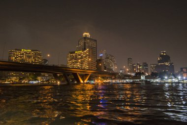 chao phraya River Tayland Bangkok şehir manzarası. Tayland, Bangkok, Kasım, 2017.