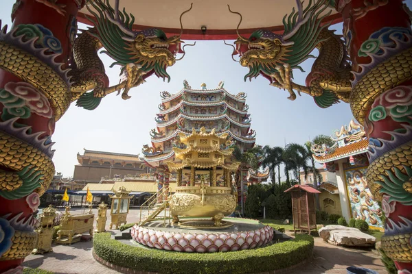 Chińskiej Świątyni Thepsathit Phra Kiti Thian Miasta Ang Sila Schludny — Zdjęcie stockowe