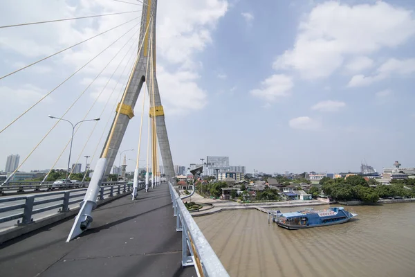 Ponte Rama Sul Fiume Chao Phraya Nella Città Bangkok Thailandia — Foto Stock