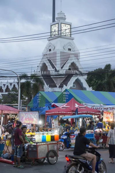 Torre Relógio Com Mercado Rua Festival Phimai Cidade Phimai Provinz — Fotografia de Stock
