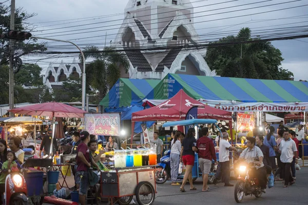 Torre Relógio Com Mercado Rua Festival Phimai Cidade Phimai Provinz — Fotografia de Stock
