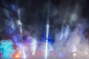 ses ve ışık gösterisi Khmer Tapınağı kalıntıları Provinz Nakhon Ratchasima Tayland Isan içinde Phimai Phimai Festivali. Tayland, Phimai, Kasım, 2017
