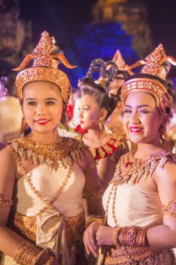 ses ve ışık gösterisi Khmer Tapınağı kalıntıları Provinz Nakhon Ratchasima Tayland Isan içinde Phimai Phimai Festivali. Tayland, Phimai, Kasım, 2017