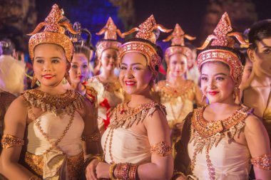 ses ve ışık gösterisi Khmer Tapınağı kalıntıları Provinz Nakhon Ratchasima Tayland Isan içinde Phimai Phimai Festivali. Tayland, Phimai, Kasım, 2017