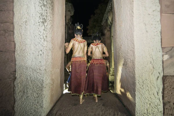 Vestimenta Tradicional Chicas Danza Jemer Las Ruinas Del Templo Jemer — Foto de Stock