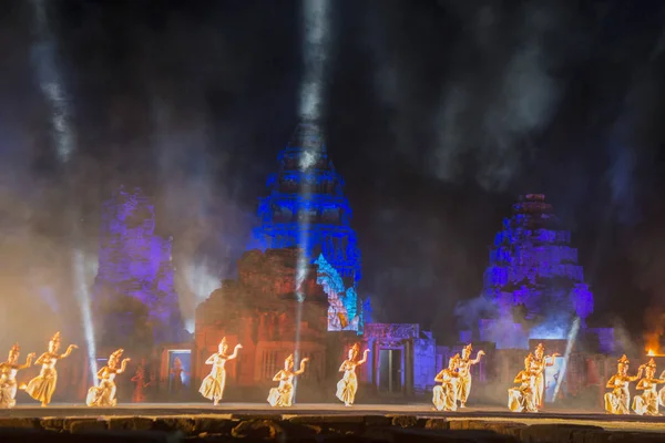 Den Ljud Och Ljusshow Vid Khmer Tempelruinerna Phimai Festival Phimai — Stockfoto