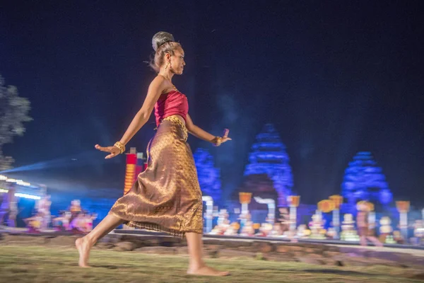 Espectáculo Sonido Luz Las Ruinas Del Templo Khmer Festival Phimai — Foto de Stock