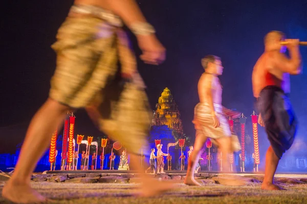 Het Geluid Licht Show Khmer Tempel Ruïnes Phimai Festival Phimai — Stockfoto