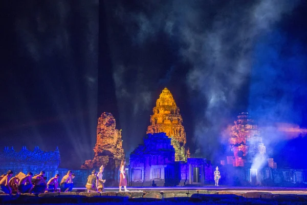 Spectacle Sonore Lumineux Khmer Temple Ruines Festival Phimai Phimai Dans — Photo