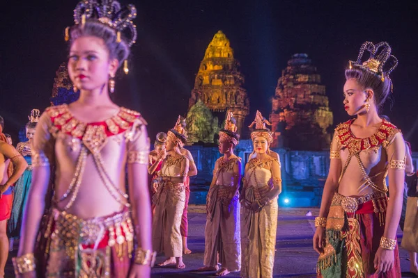 Sound Light Show Khmer Temple Ruins Phimai Festival Phimai Provinz — Stock Photo, Image