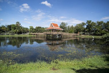 pavillon Provinz Nakhon Ratchasima Tayland Isan içinde Phimai kasaba Sai Ngam Bayan ağacında yakınındaki gölde. Tayland, Phimai, Kasım, 2017.