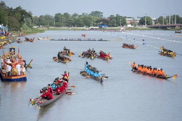 Traditionnelle Longboat Race Rivière Khlong Chakarai Dans Ville Phimai Dans — Photo