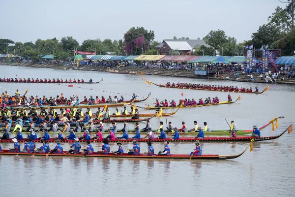 Traditionnelle Longboat Race Rivière Khlong Chakarai Dans Ville Phimai Dans — Photo