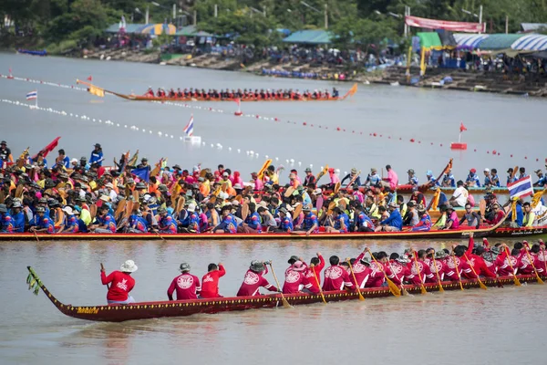 Traditionnelle Longboat Race Rivière Khlong Chakarai Dans Ville Phimai Dans — Photo