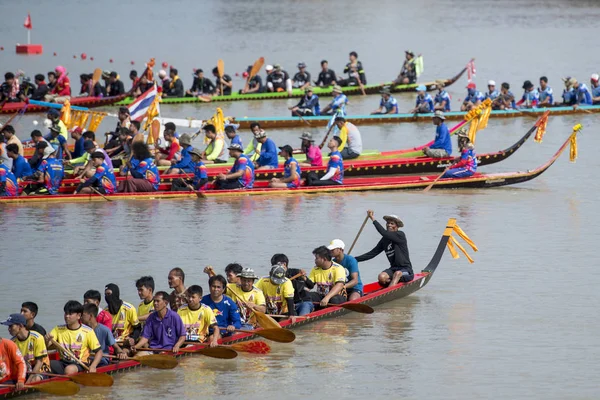 Traditionnelle Longboat Race Rivière Khlong Chakarai Dans Ville Phimai Dans — Photo