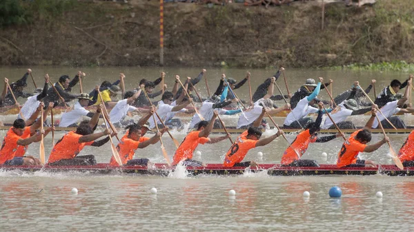 Traditionnelle Longboat Race Rivière Khlong Chakarai Dans Ville Phimai Dans — Photo