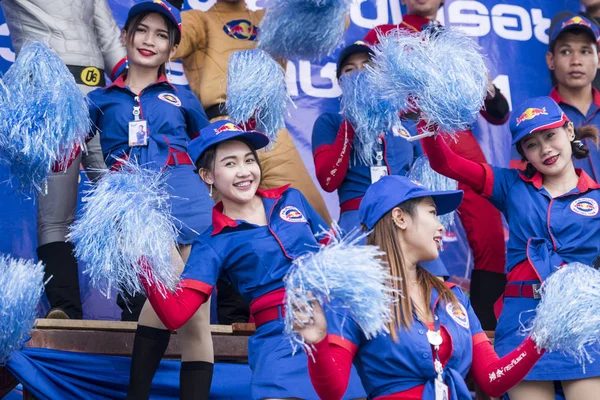 Thai Red Bull Sponsor Dance Girls Beim Traditionellen Langbootrennen Khlong — Stockfoto