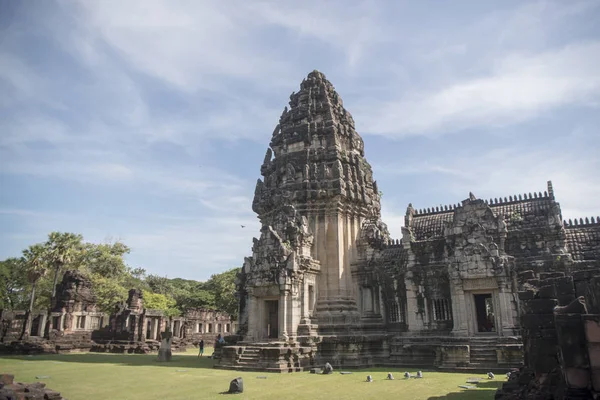 Червоних Храм Руїни Phimai Історичного Парку Фестивалі Phimai Село Phimai — стокове фото