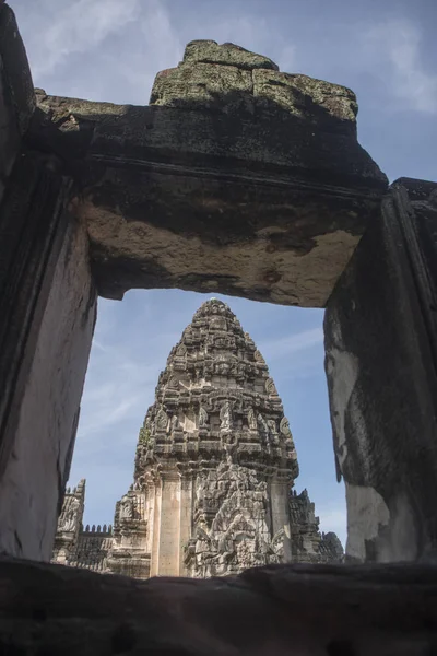 Червоних Храм Руїни Phimai Історичного Парку Фестивалі Phimai Село Phimai — стокове фото