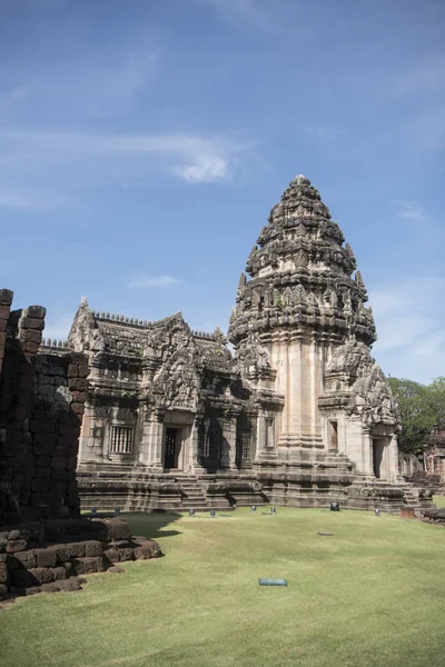 Червоних Храм Руїни Phimai Історичного Парку Фестивалі Phimai Село Phimai — стокове фото