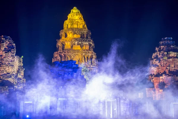 Het Geluid Licht Show Khmer Tempel Ruïnes Phimai Festival Phimai — Stockfoto