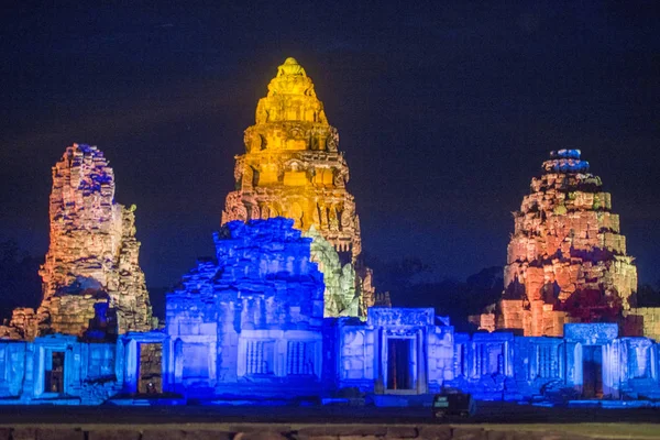 Звуковое Световое Шоу Кхмерских Развалинах Фестивале Phimai Phimai Тайском Городе — стоковое фото