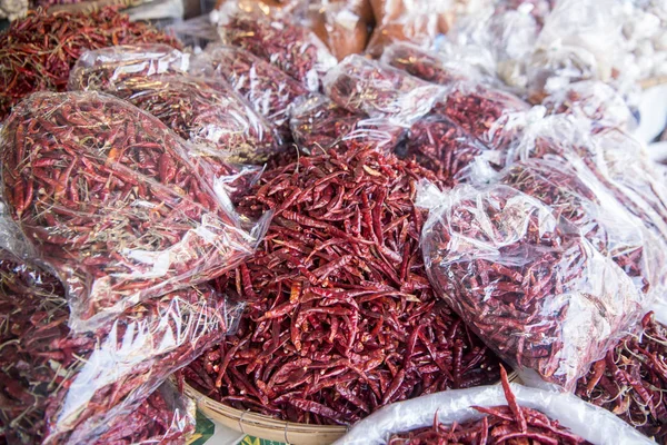 Chili Voedselmarkt Stad Van Phimai Provinz Nakhon Ratchasima Isaan Thailand — Stockfoto