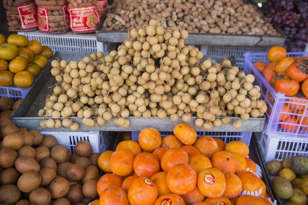 Fruta Longan Mercado Alimentos Ciudad Phimai Provincia Nakhon Ratchasima Isan — Foto de Stock