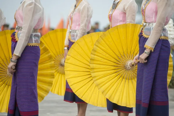 Traditional Thai Dance Tradititional Longboat Race Mun River Town Satuek — Stock Photo, Image