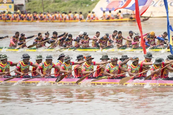 Das Traditionelle Langbootrennen Auf Dem Mun Fluss Der Stadt Satuek — Stockfoto